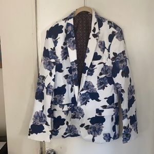 Cloudstyle brand Flower pattern blazer. Blue black, white gray